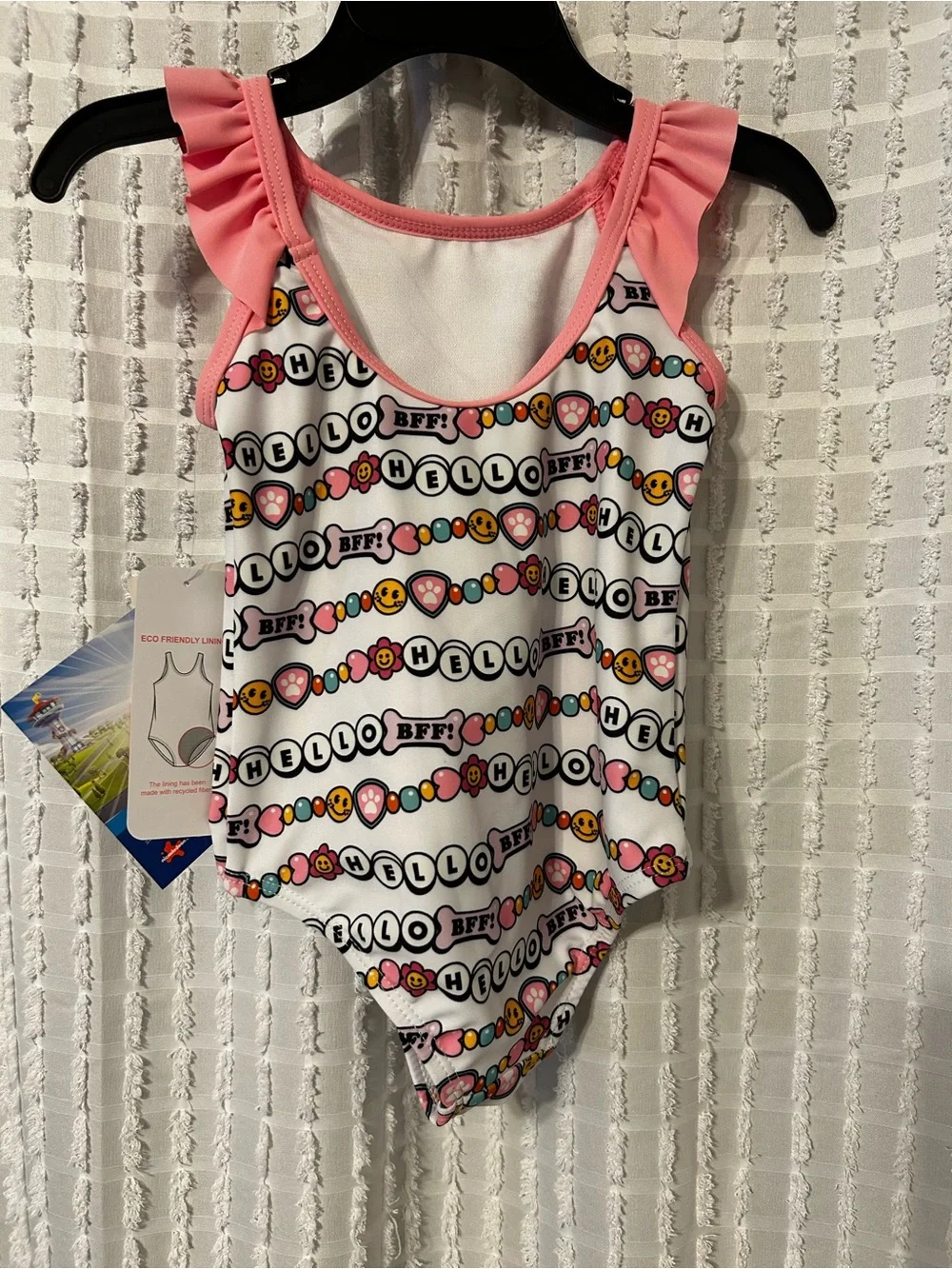 Nickelodeon Paw Patrol 12M Girls One Piece Swimsuit Pink Ruffle Skye Everest NWT